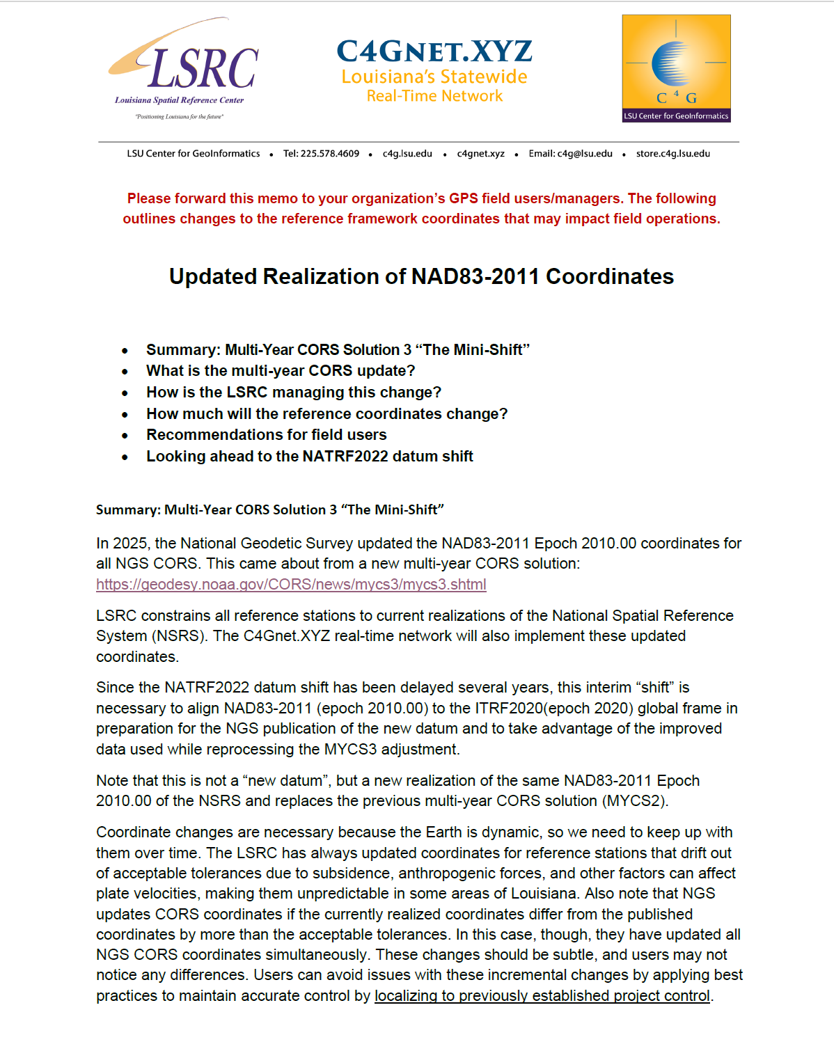 Updated Realization of NAD83-2011 Coordinates